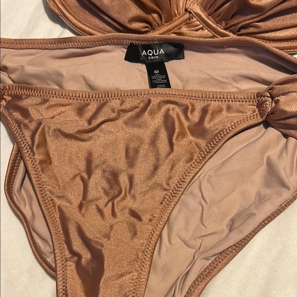 Aqua Brown Satin Bra with Unique Strap Design - Picture 4 of 6